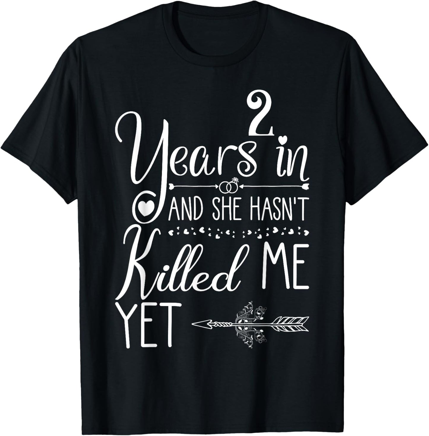2nd Wedding Anniversary Couple 2 Years of Marriage T-Shirt - T-Shirt | Black