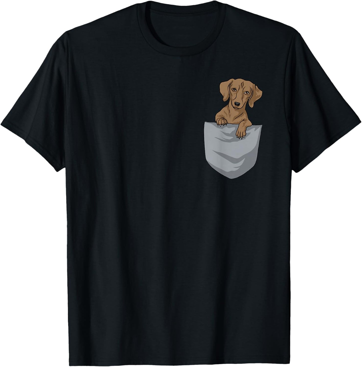 Dachshund Pocket Funny Dachshund T-Shirt - T-Shirt | Black