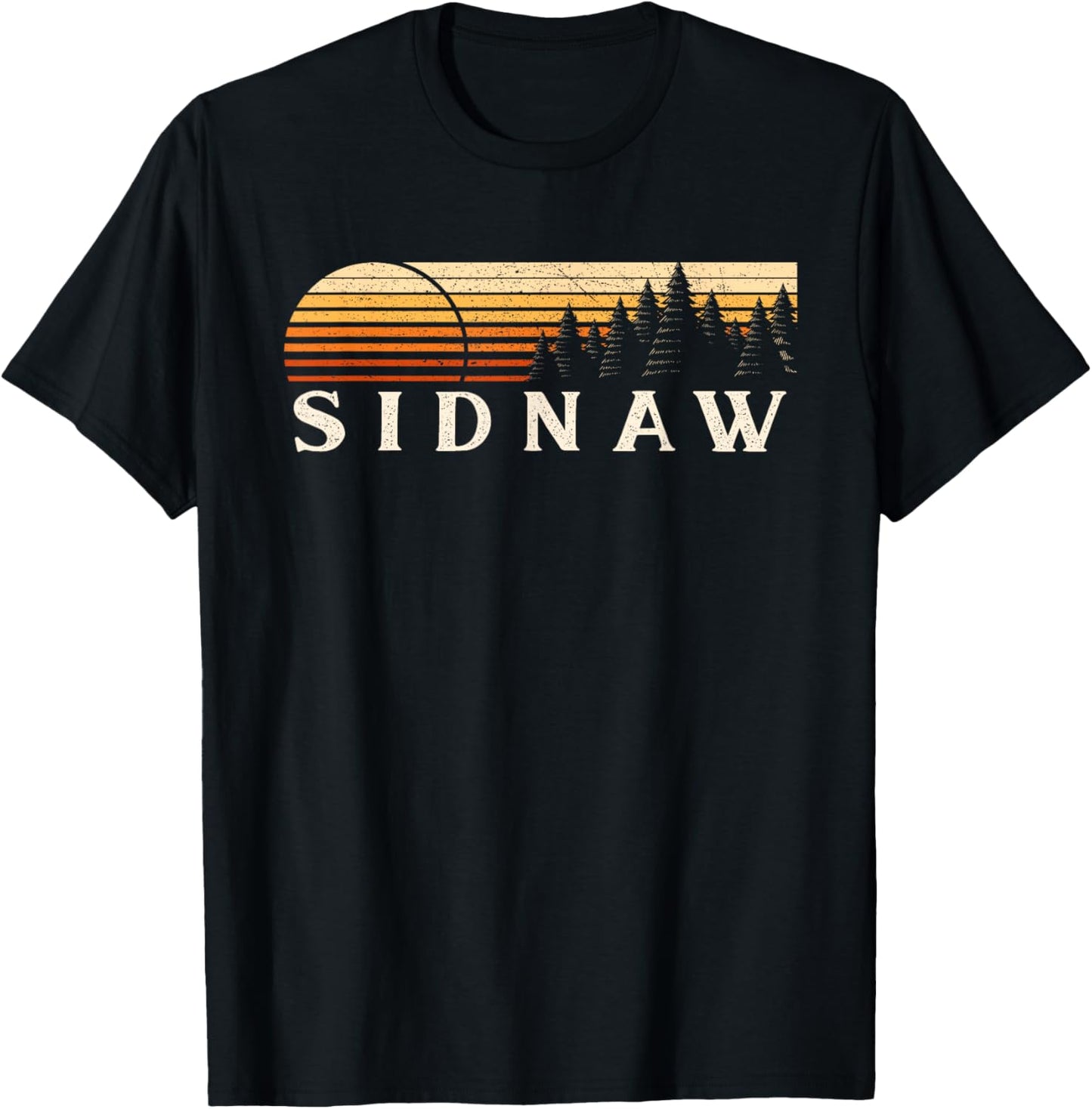 Sidnaw, MI Vintage Evergreen Sunset Eighties Retro T-Shirt - T-Shirt | Black
