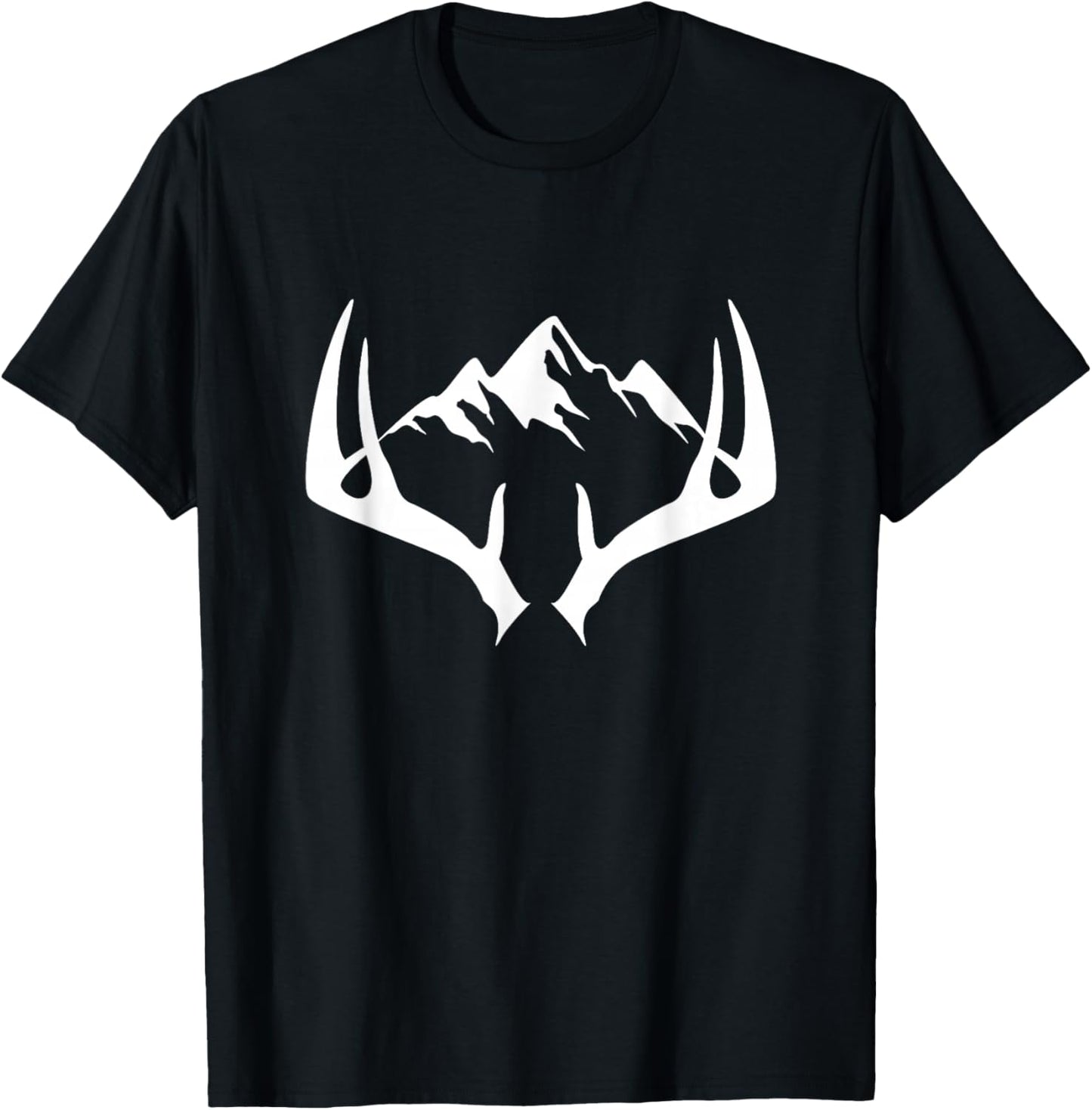 Mountain Outdoor Antlers Elk Deer Hunting T-Shirt - T-Shirt | Black
