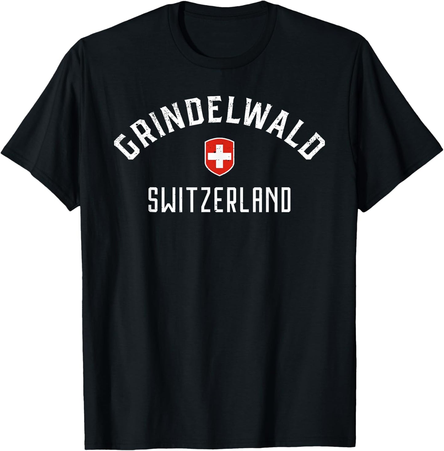 Grindelwald Switzerland T Shirt - Swiss Flag Grindelwald T-Shirt - T-Shirt | Black
