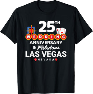 Couples 25th Anniversary - Vegas 25th Wedding Anniversary T-Shirt - T-Shirt | Black