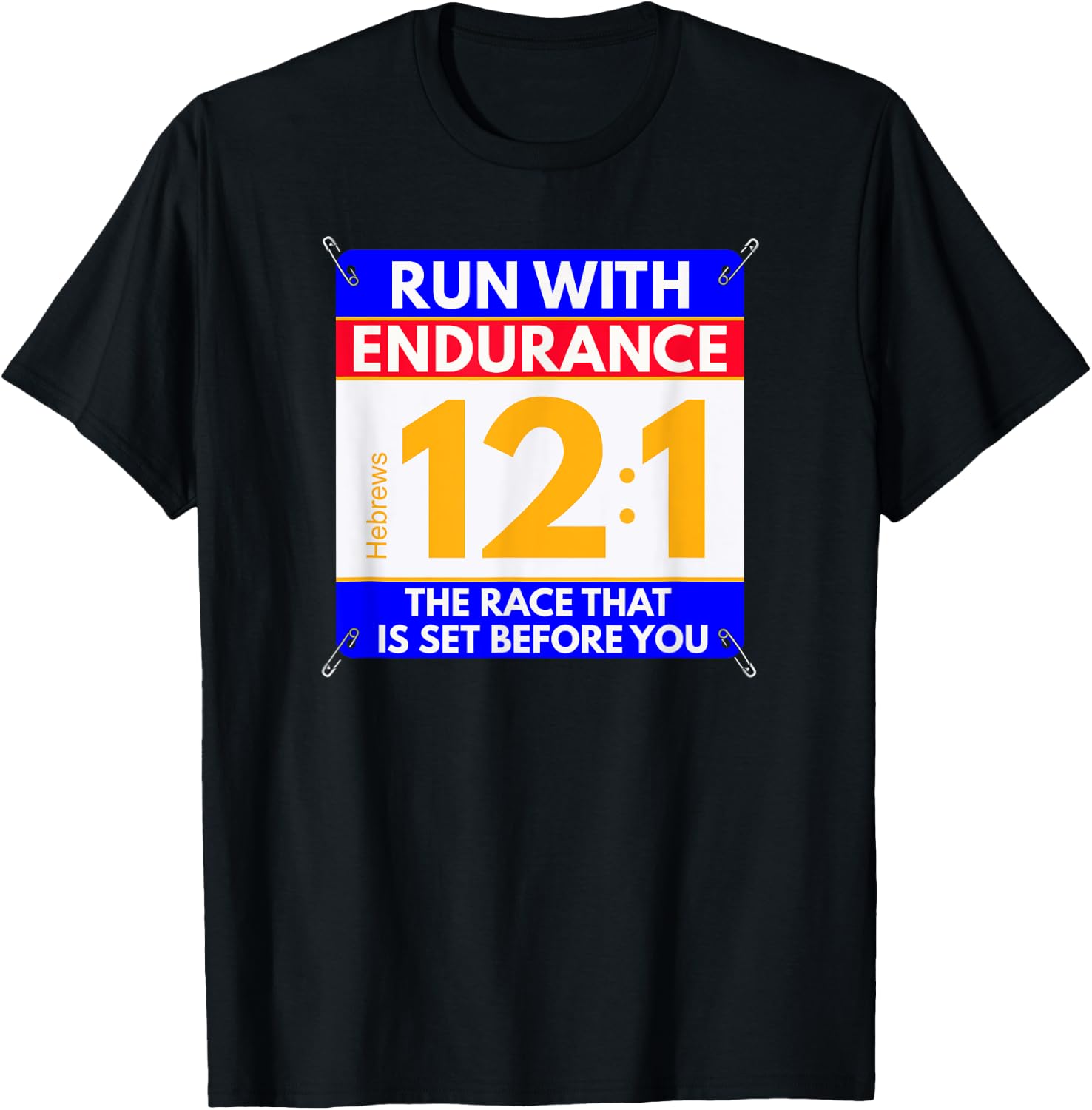 Run the Race of Life, Fun Christian Bible Verse, Runners T-Shirt - T-Shirt | Black