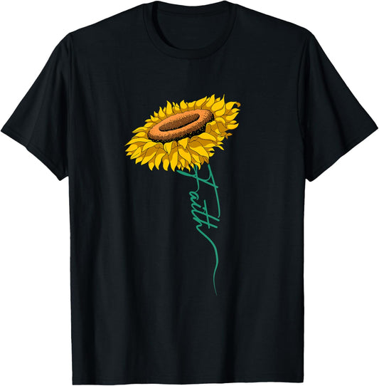 Sunflower Faith Blessed Jesus Sunflower Religious Christian T-Shirt - T-Shirt | Black