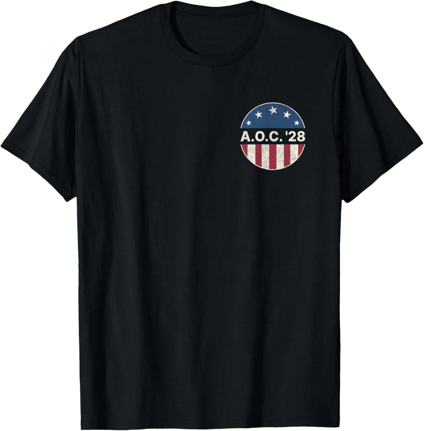 AOC 2028 A.O.C. 2028 For President American Flag T-Shirt - T-Shirt | Black