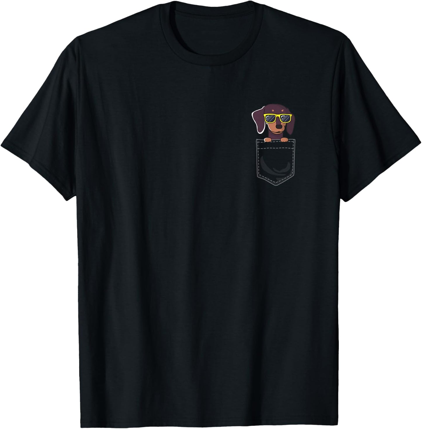 Cute Funny Dachshund Wiener Dog In Your Pocket T-Shirt - T-Shirt | Black