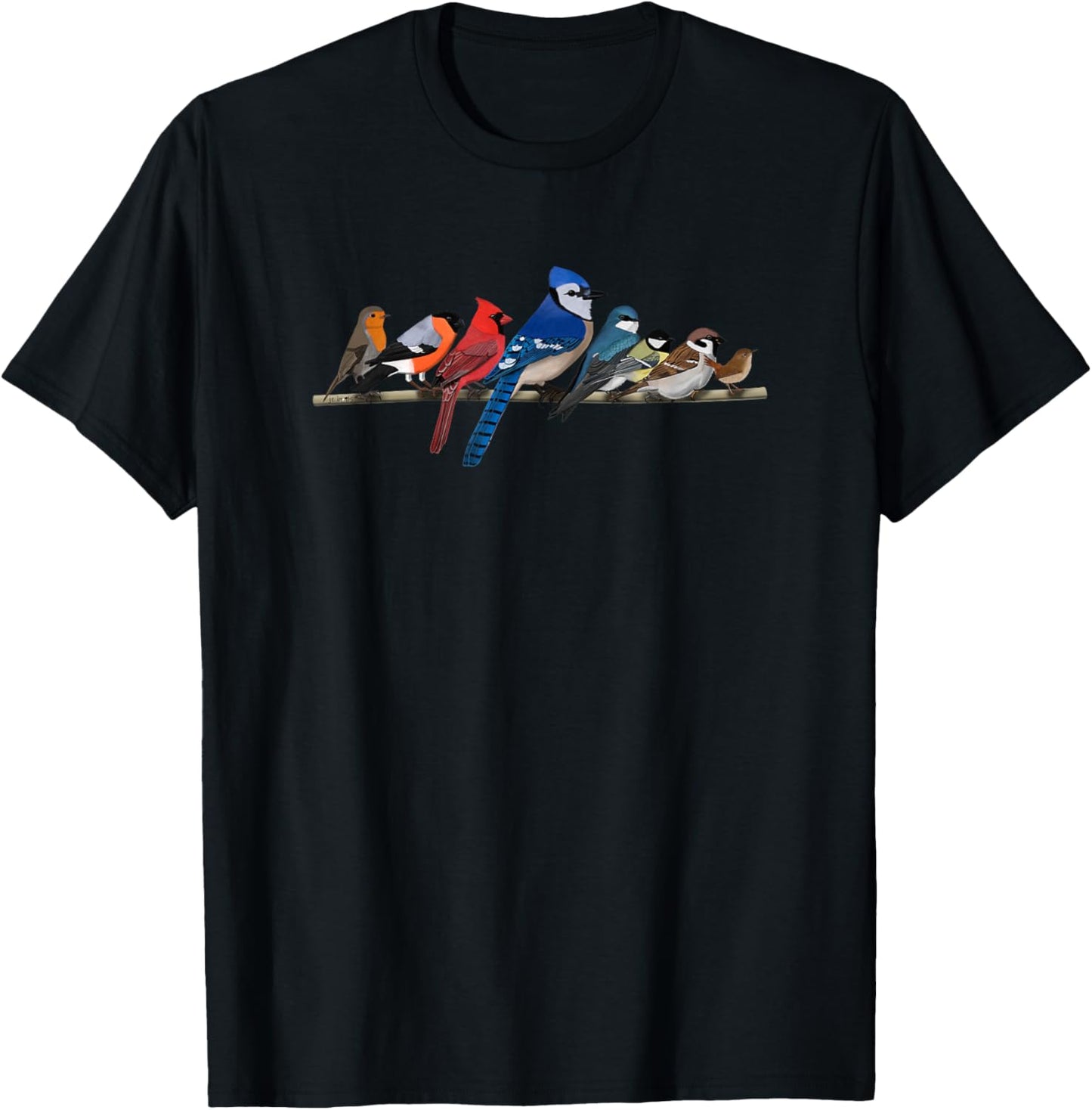 Garden Birds Blue Jay Bullfinch Ornithologist Biologist T-Shirt - T-Shirt | Black