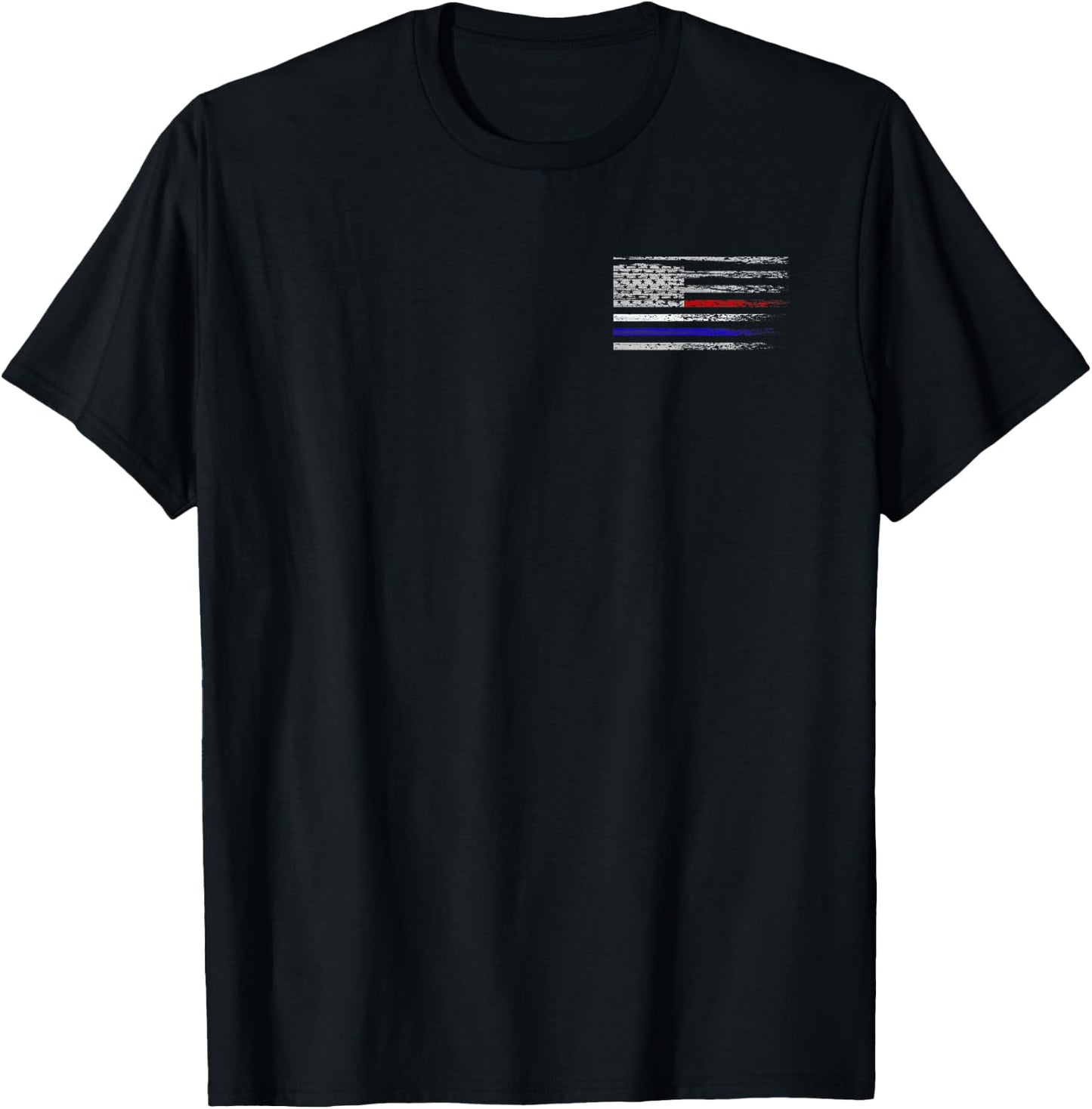 Police Fire EMS First Responder American Flag Firefighter T-Shirt - T-Shirt | Black
