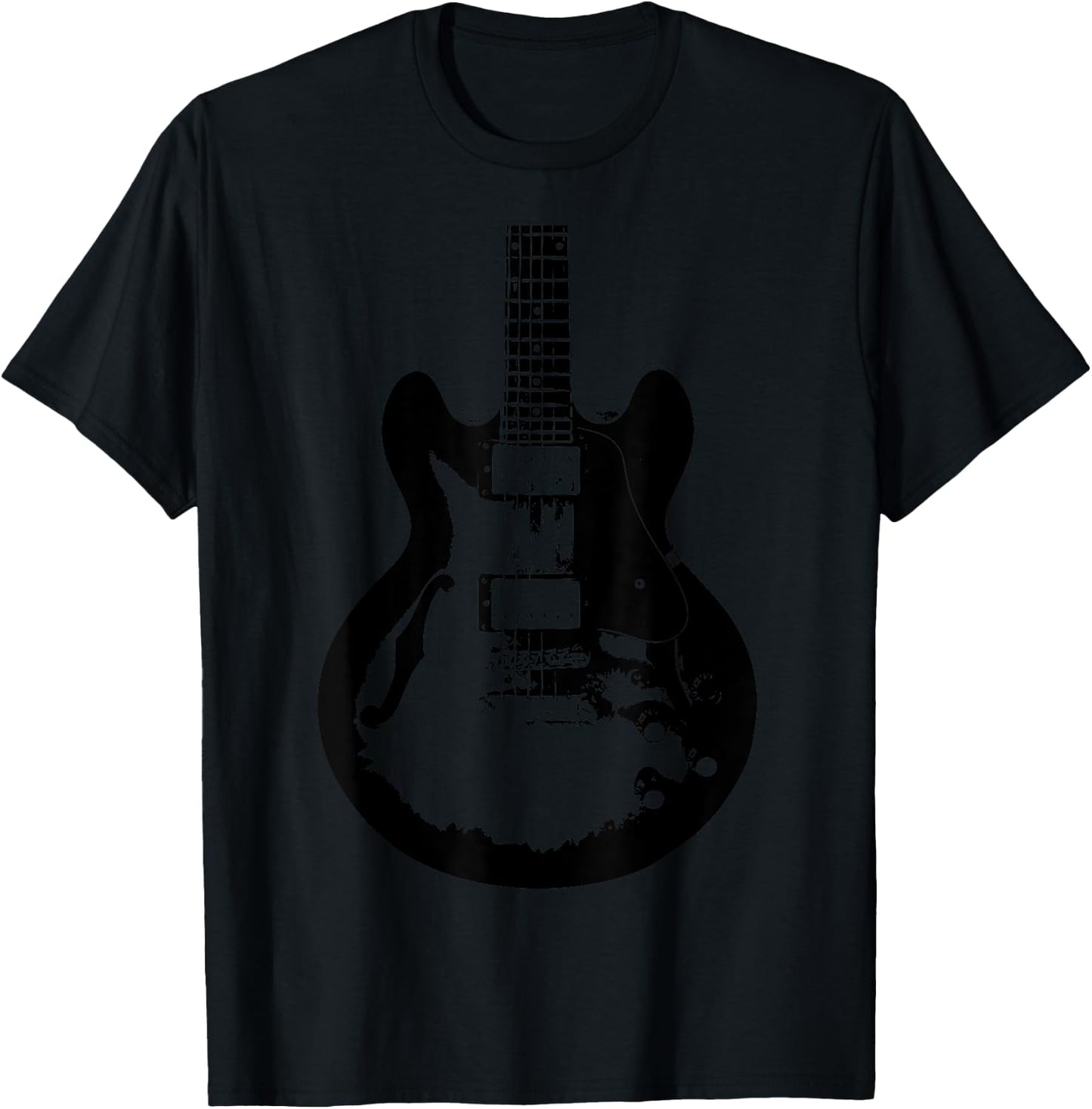 Guitar Silhouette Music Band Rock Grunge Vintage Graphic Art T-Shirt - T-Shirt | Black