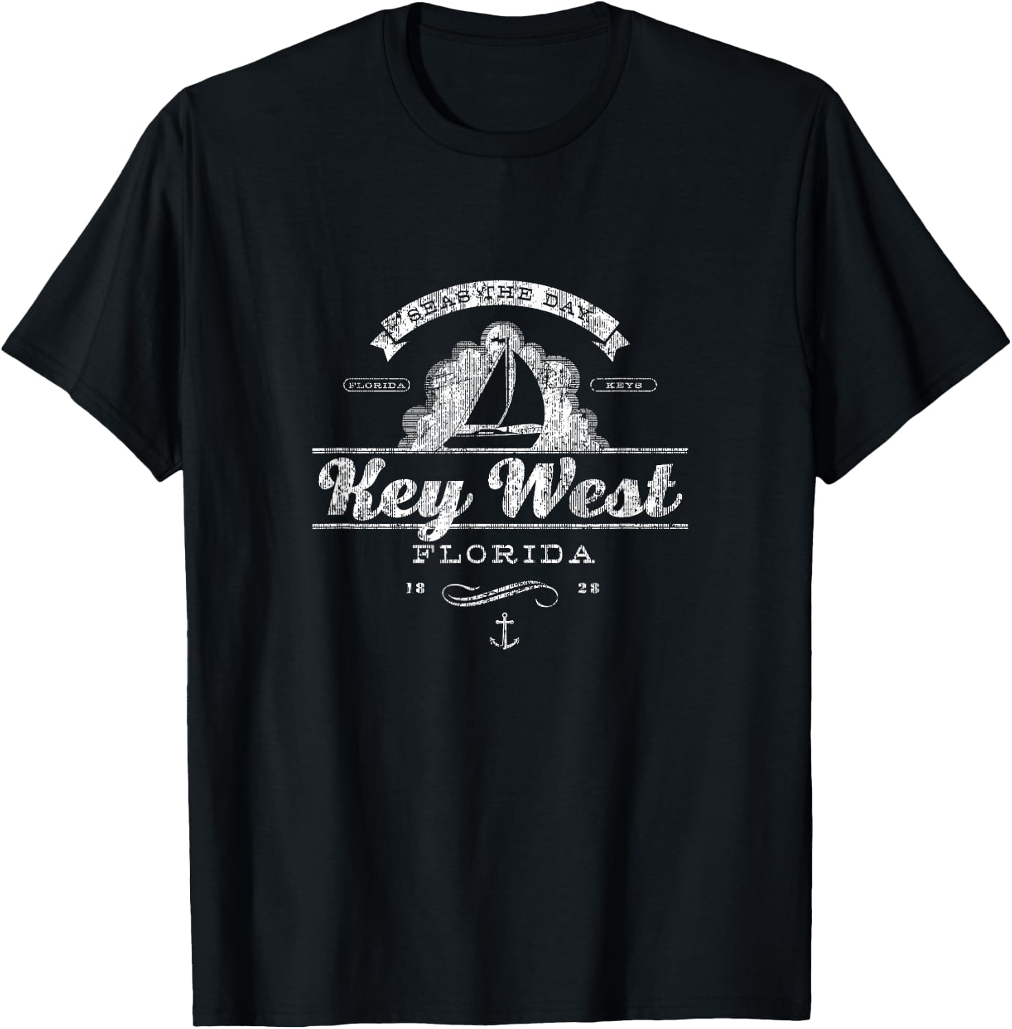 Key West FL Sailboat Vintage Nautical Throwback T-Shirt - T-Shirt | Black