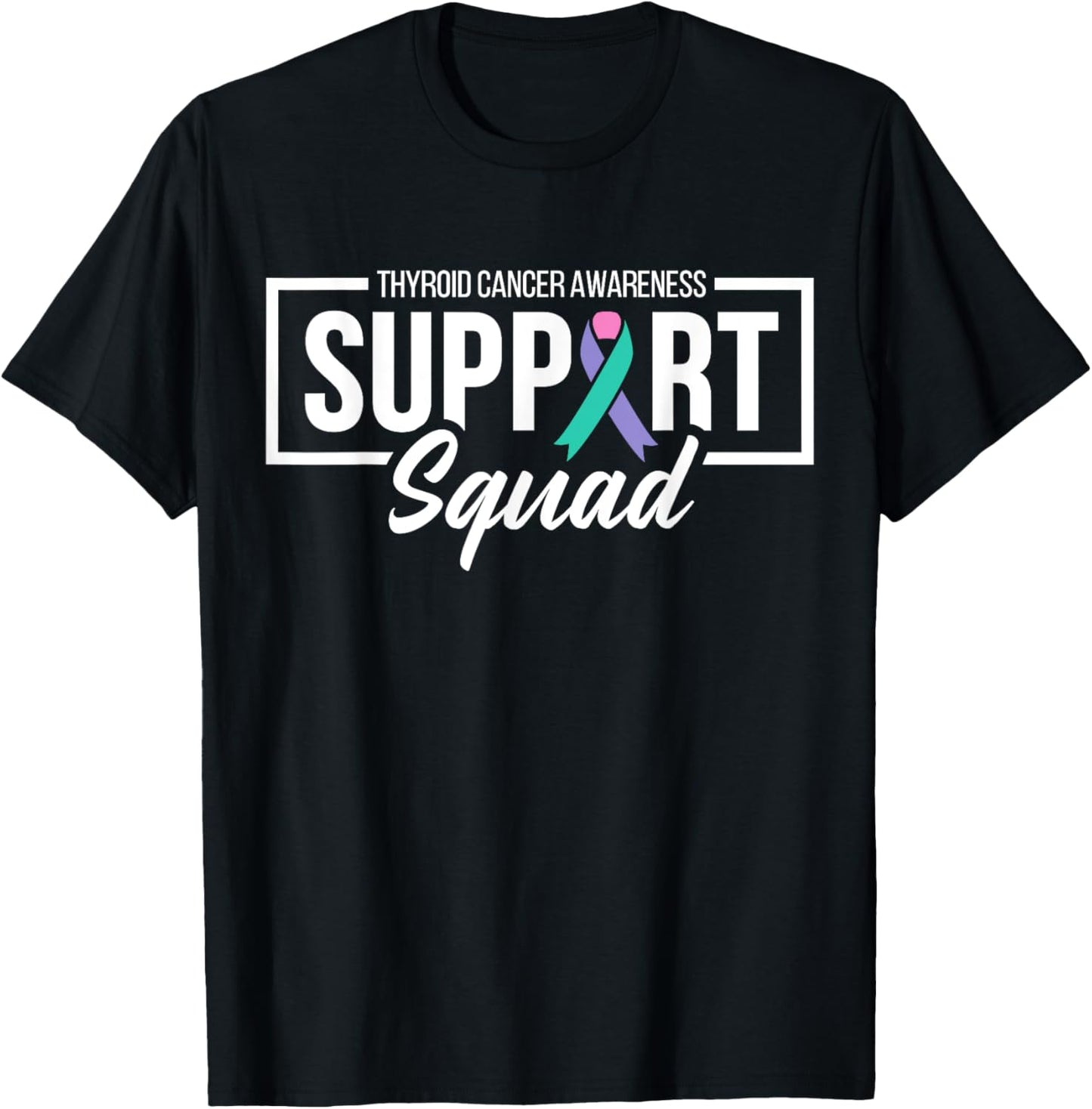 Support Squad Thyroid Cancer Awareness Ribbon Family T-Shirt - T-Shirt | Black