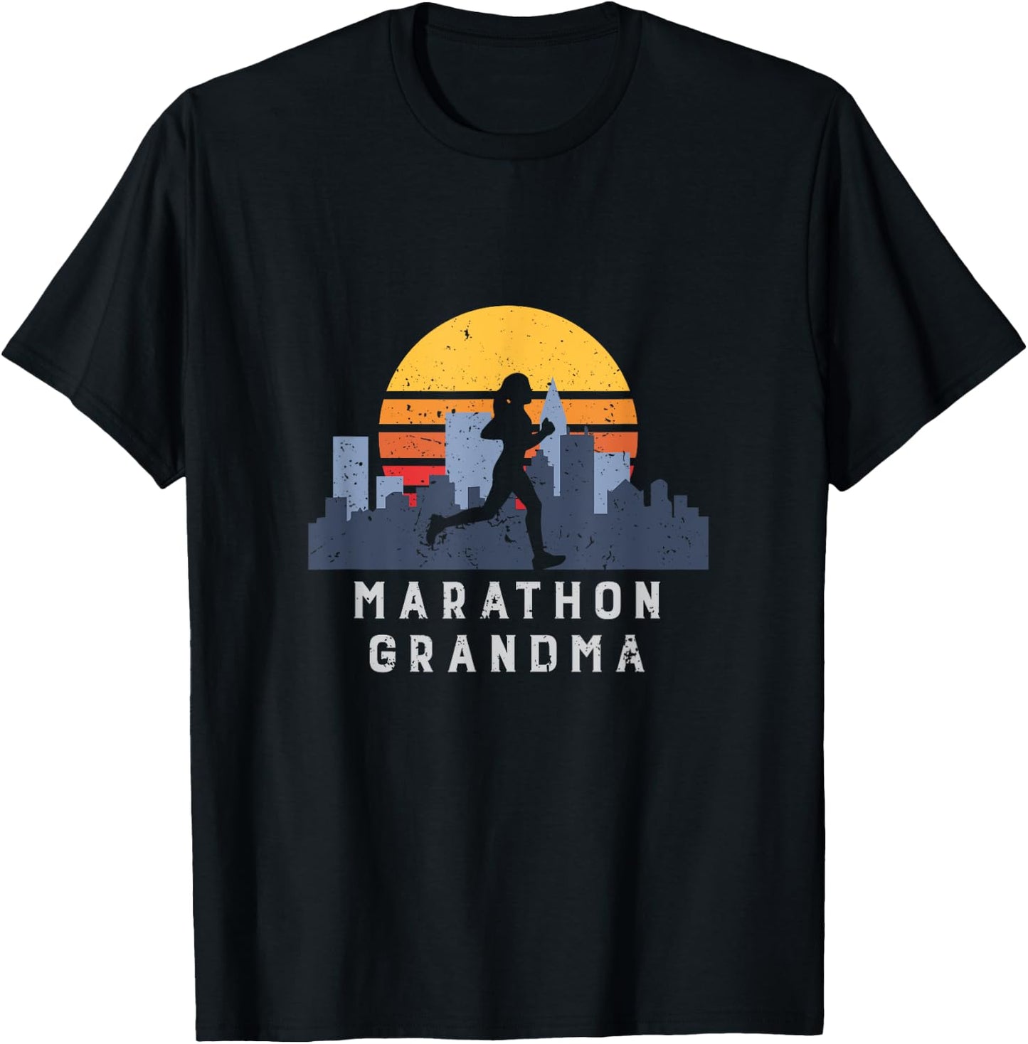 Marathon Run Grandma Vintage Retro T-Shirt - T-Shirt | Black