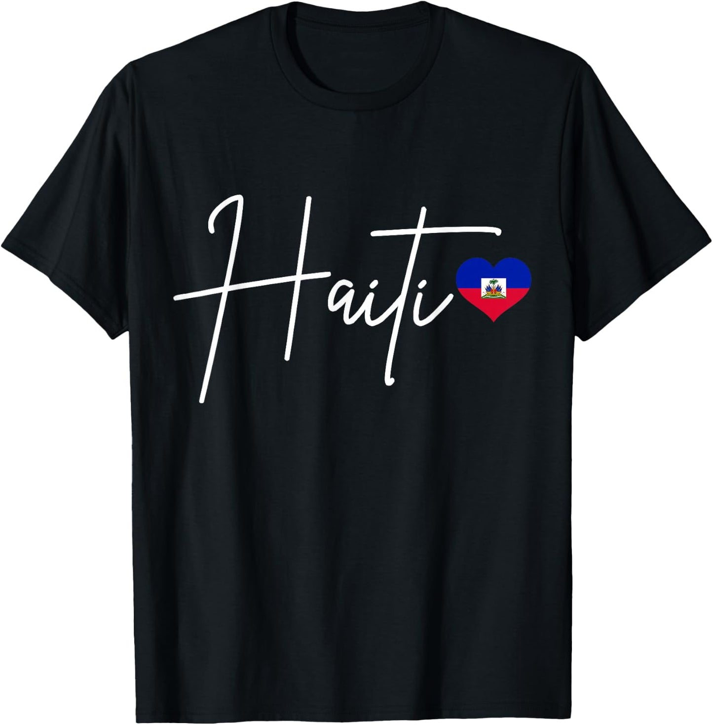 We Love Haiti - Haitian Pride Co. Haiti Pride Haitian Flag Heart T-Shirt - T-Shirt | Black