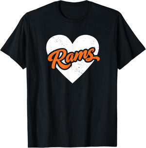 Vintage Rams High School Go Rams Pride Heart T-Shirt - T-Shirt | Black