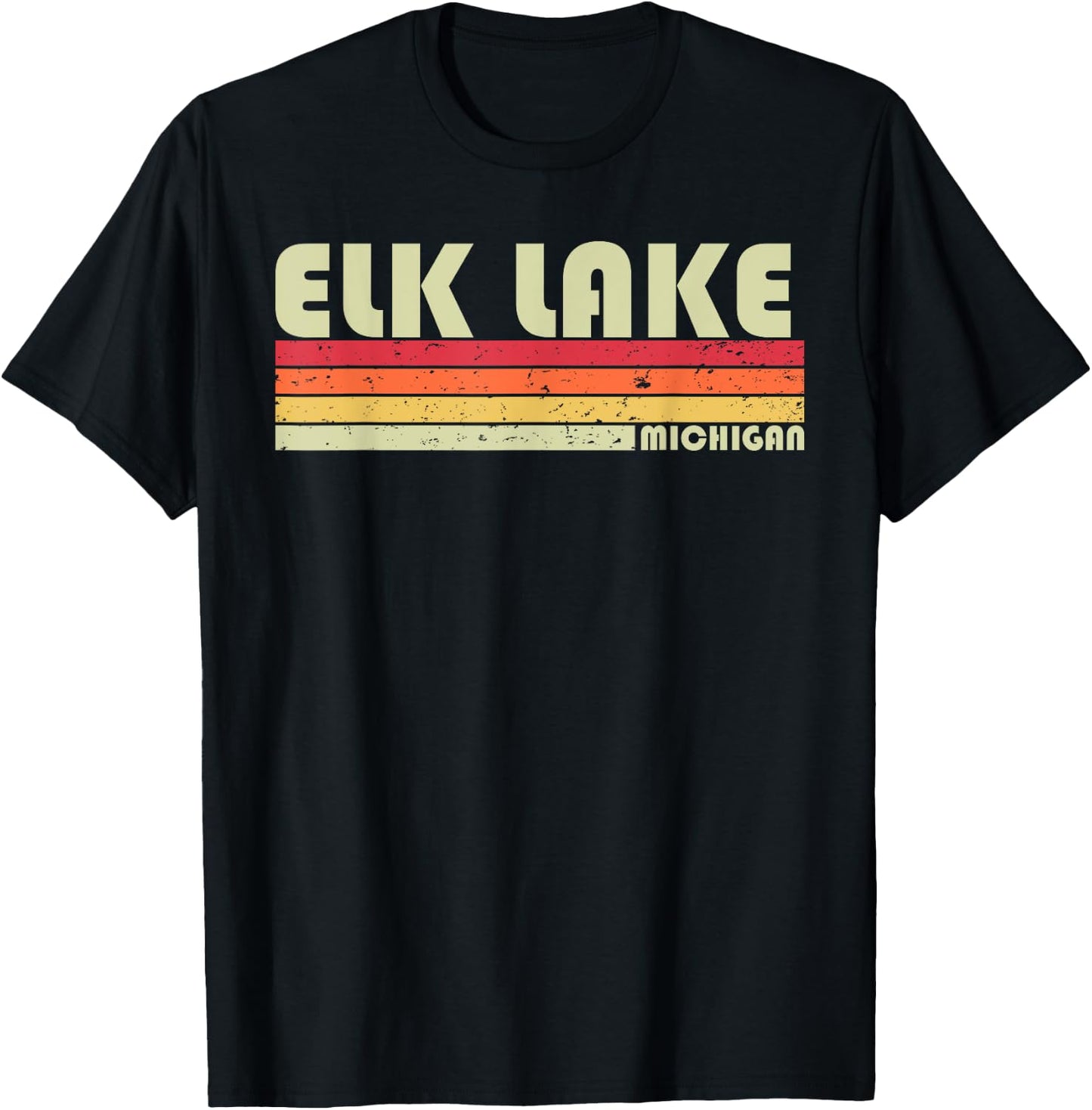 ELK LAKE MICHIGAN Funny Fishing Camping Summer Gift Men Women Kids T-Shirt - T-Shirt | Black