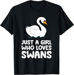 Just a Girl Who Loves Swans T-Shirt - T-Shirt | Black