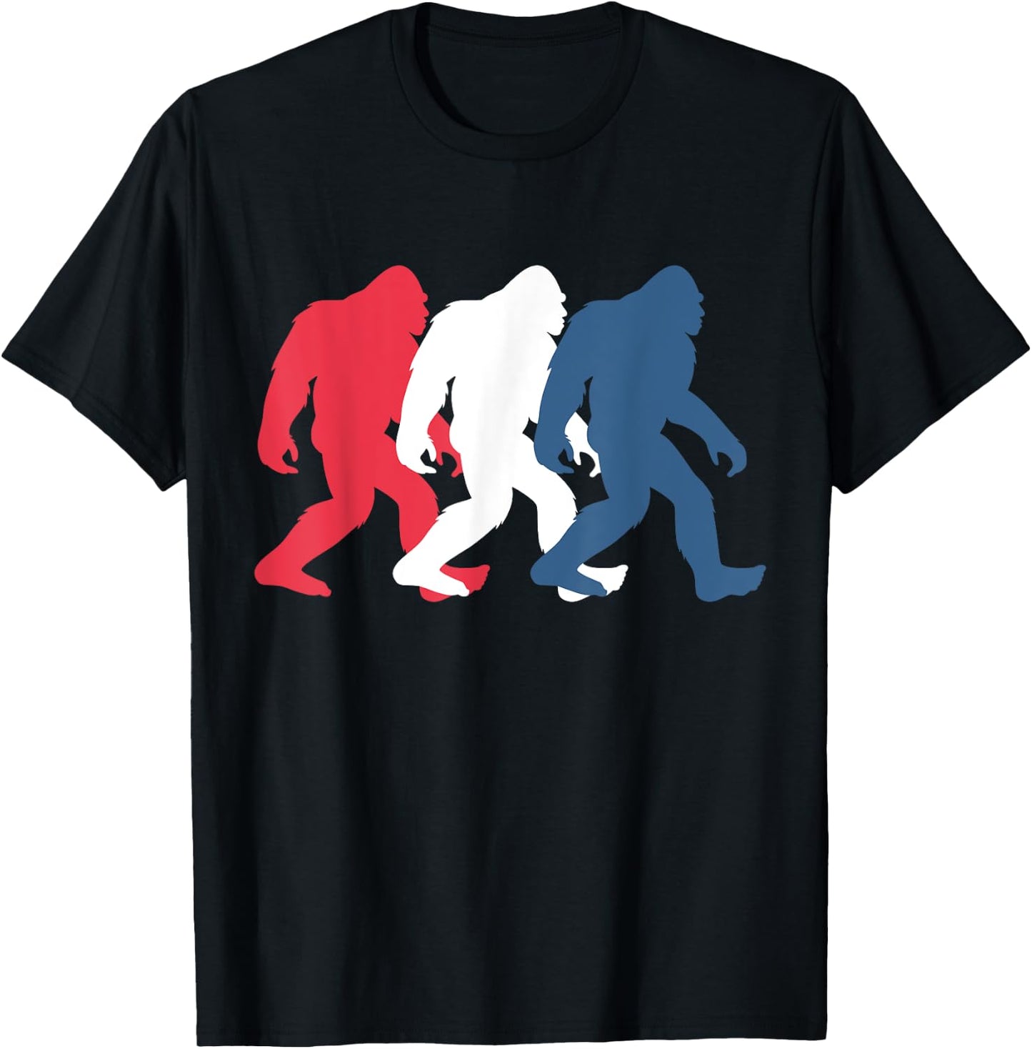 4th of July Bigfoot Red White and Blue Gift Sasquatch Merica Women Kids Men T-Shirt - T-Shirt | Black