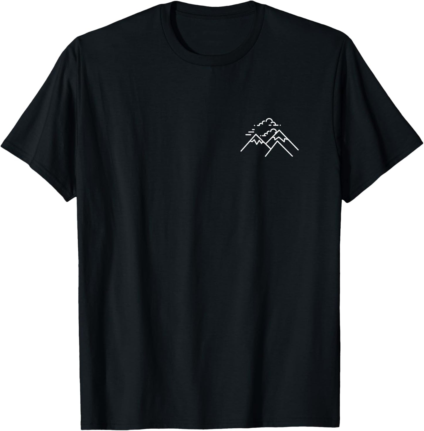 Mountains Nature Badge Patch Line Art Icon Outline Gift T-Shirt - T-Shirt | Black