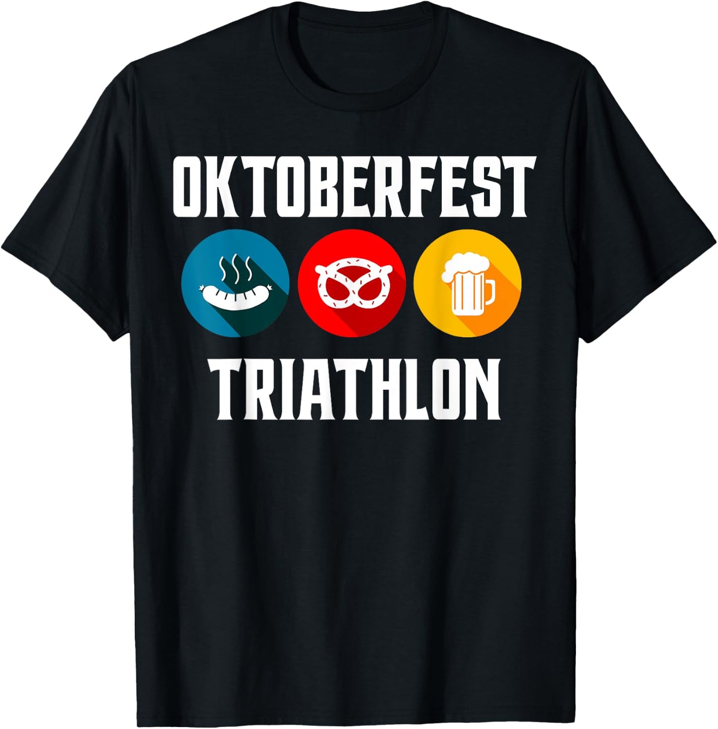 Oktoberfest Triathlon Funny Bavarian Beer Pretzels and Br T-Shirt - T-Shirt | Black