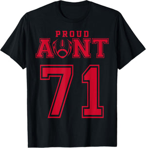 Custom Proud Football Aunt Number 71 R Personalized T-Shirt - T-Shirt | Black