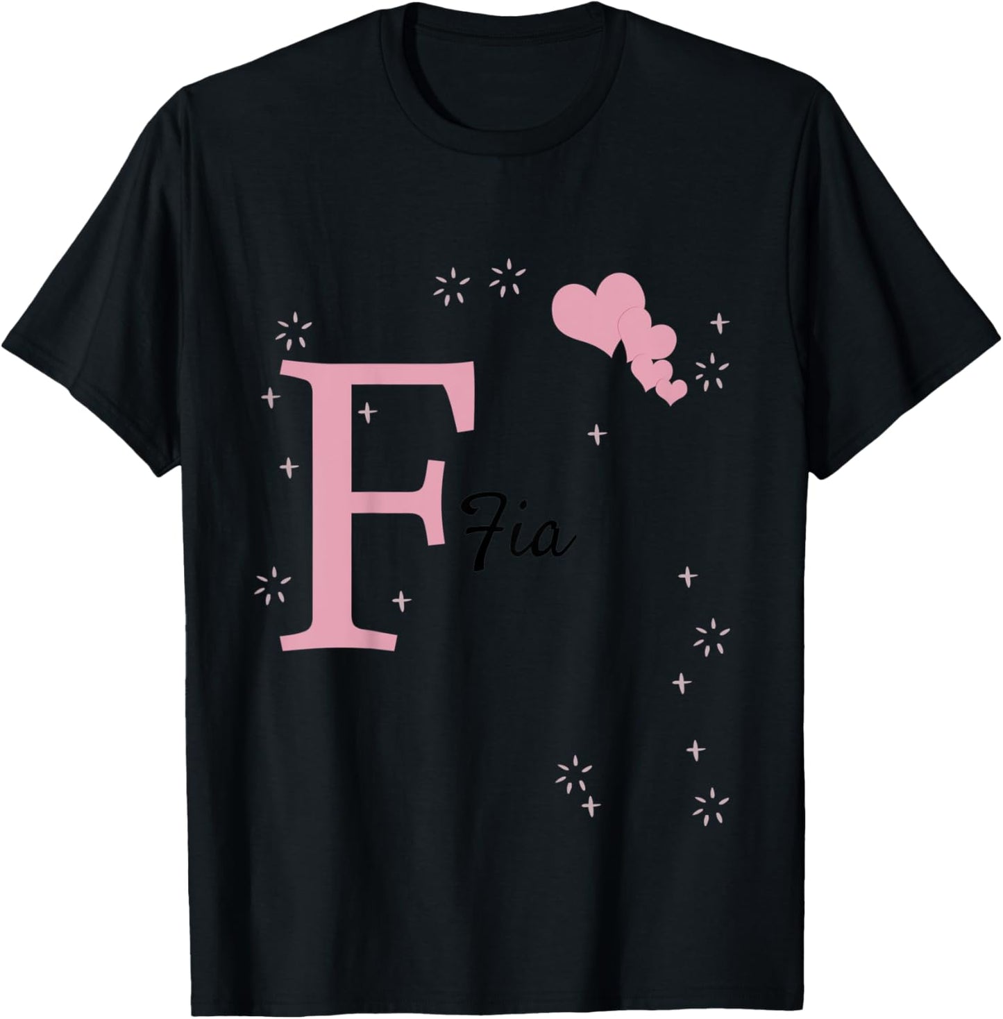 Kids Fia Clothing with Name Girl Personalised Gift Pink T-Shirt - T-Shirt | Black