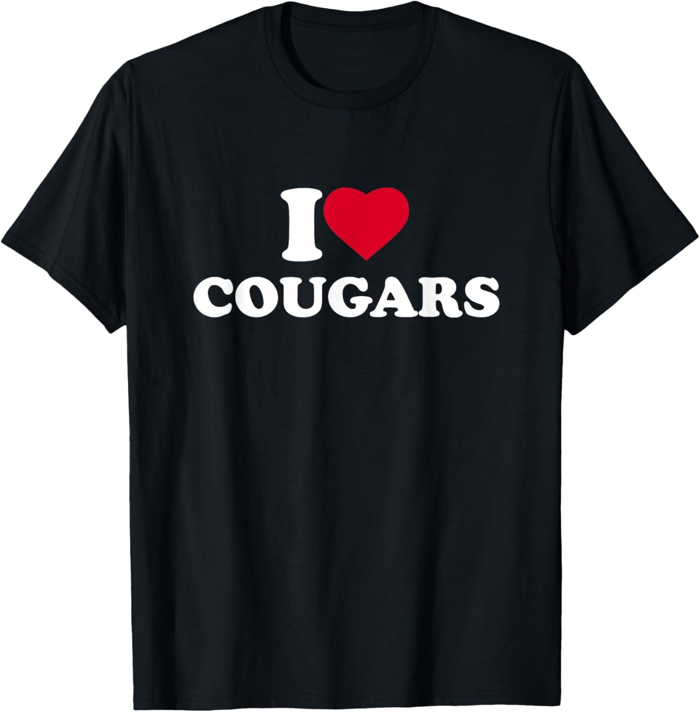 I Love Cougars Heart Animal Lover T-Shirt - T-Shirt | Black