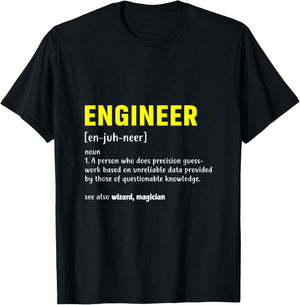 Funny Engineer Dictionary Definition design Men Women T-Shirt - T-Shirt | Black