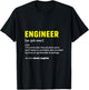 Funny Engineer Dictionary Definition design Men Women T-Shirt - T-Shirt | Black