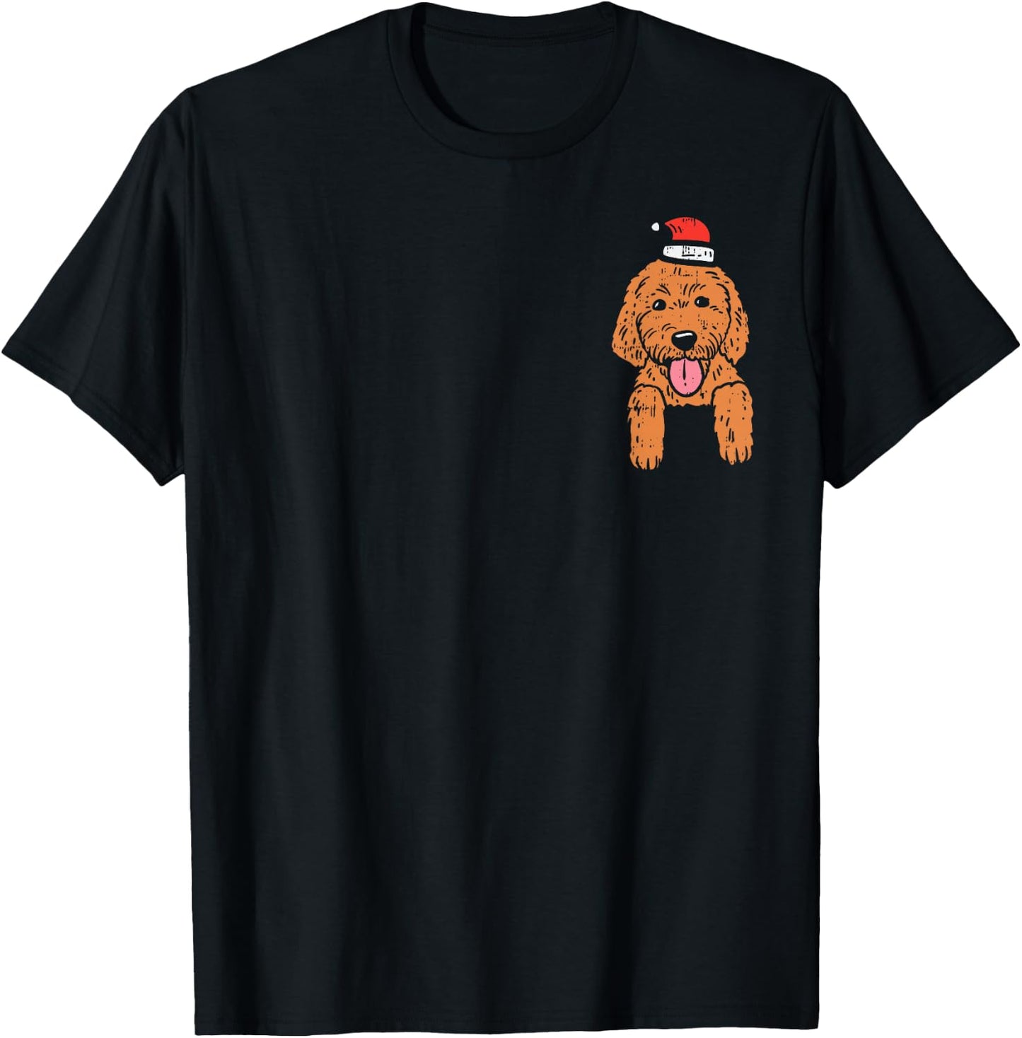 Pocket Goldendoodle Santa Hat Christmas Animal Pet Dog PJ T-Shirt - T-Shirt | Black