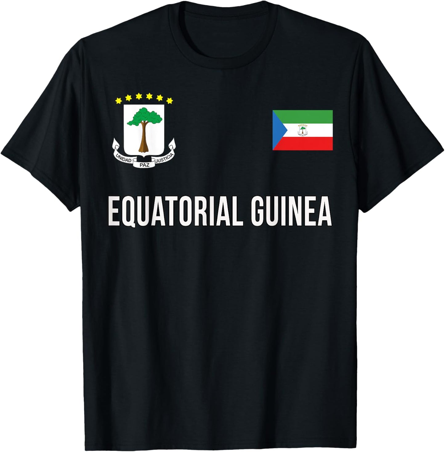 Equatorial Guinea Sports-style Flag and Emblem Design T-Shirt - T-Shirt | Black
