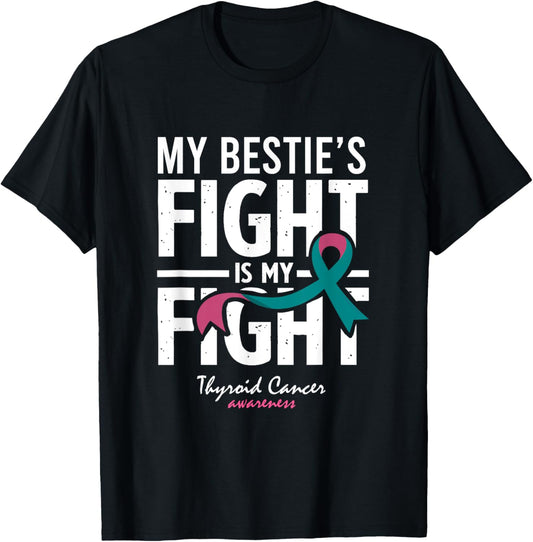 Thyroid Cancer Bestie Warrior Support Friend T-Shirt - T-Shirt | Black