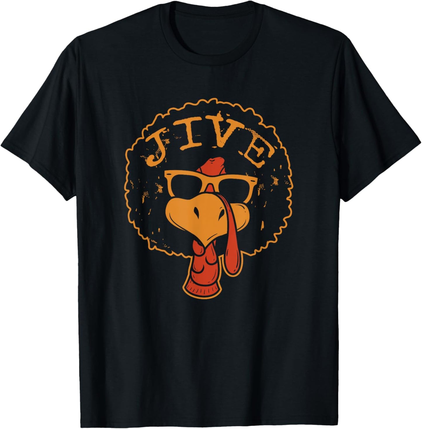 Jive Thanksgiving Turkey Funny 70s Retro Afro Turkey T-Shirt - T-Shirt | Black
