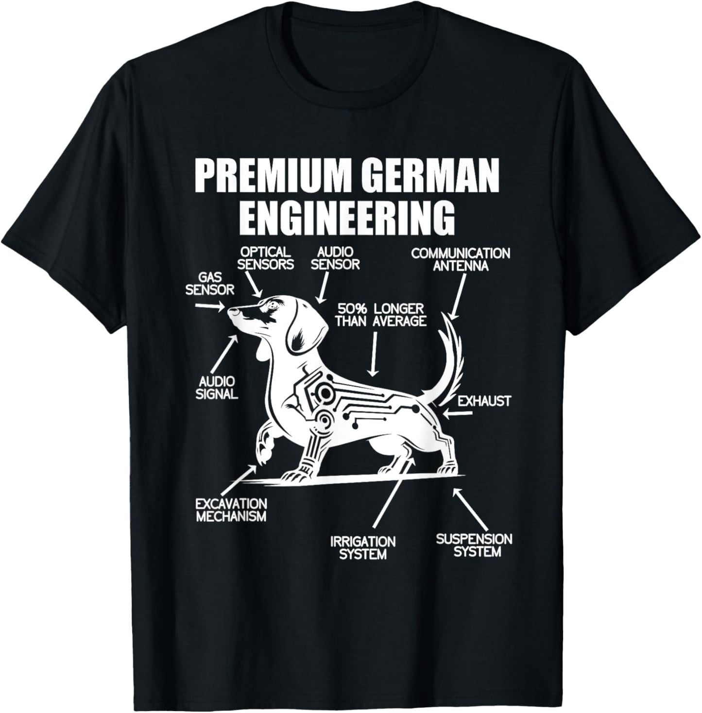 Funny Dachshund Wiener Weiner Dachshund Engineering German T-Shirt - T-Shirt | Black