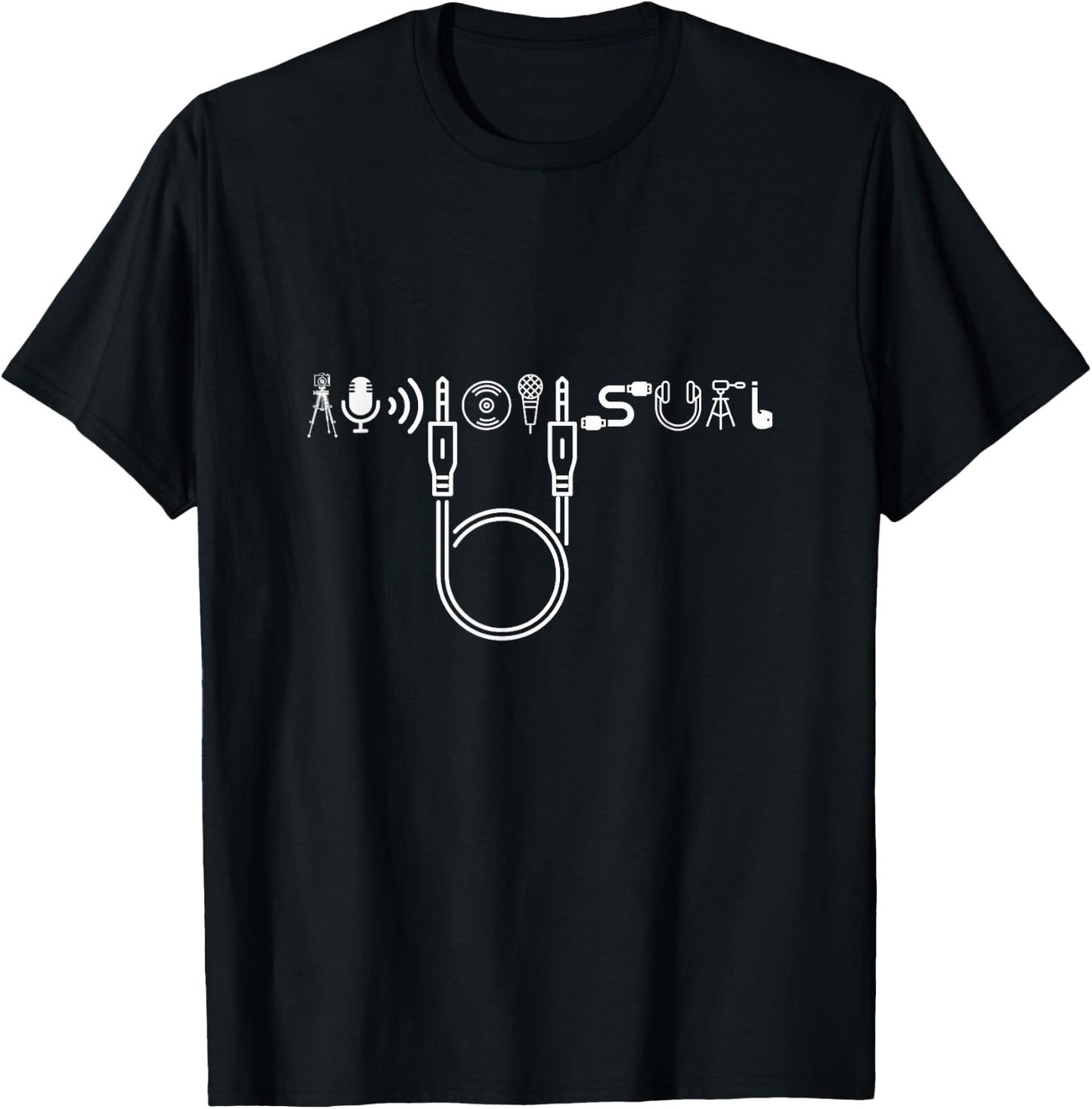 AV Tech Audiovisual Audio Visual Spelled with Symbols T-Shirt - T-Shirt | Black