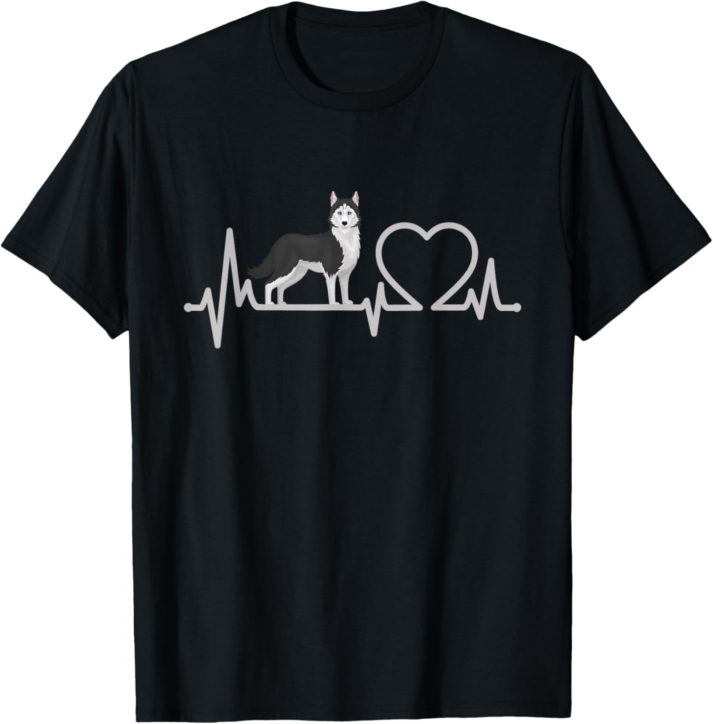 Siberian Husky Heartbeat - Huskies Puppy Lover Dog Owner Women Kids T-Shirt - T-Shirt | Black