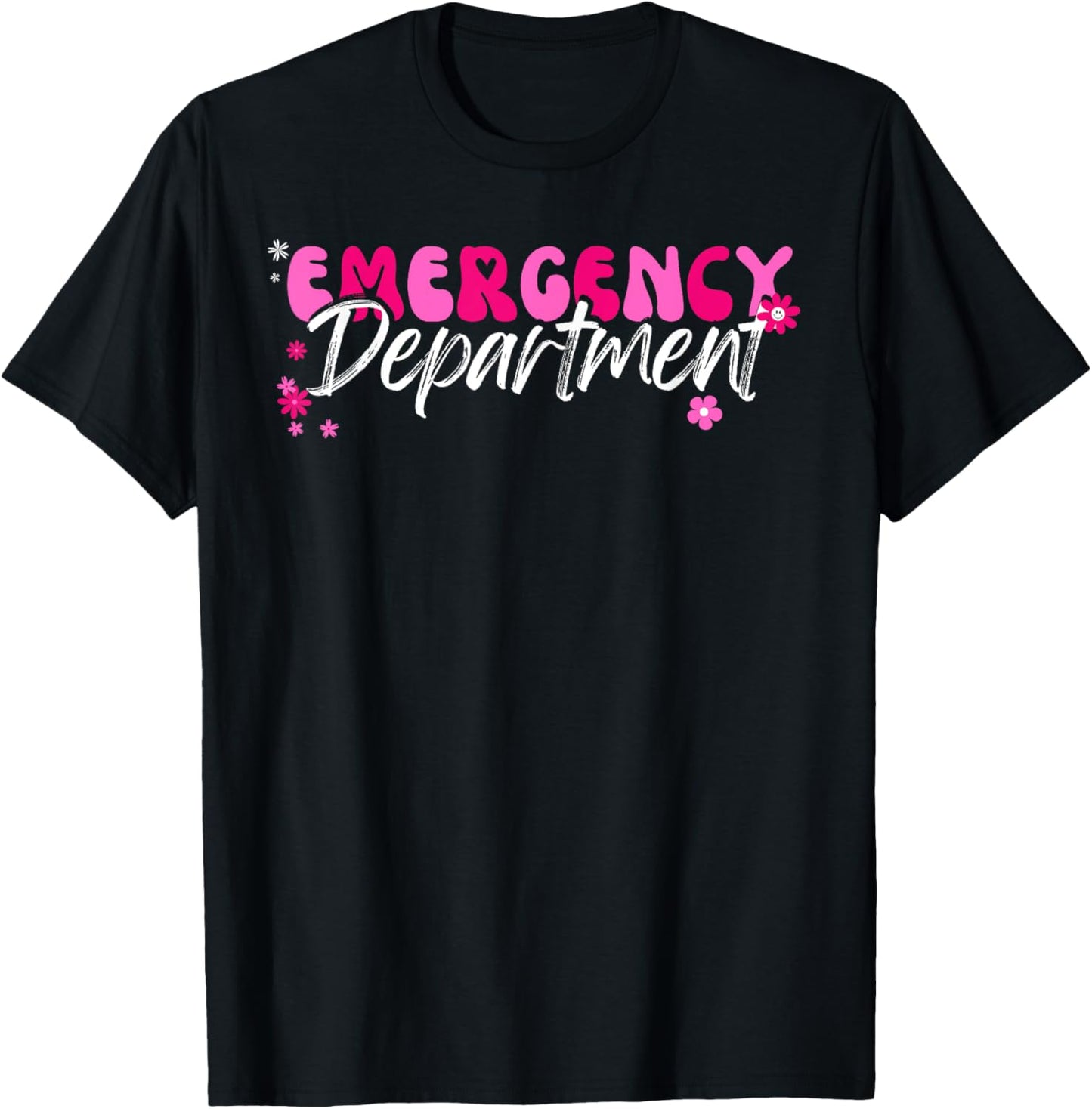 Emergency Department Funny Nurse Gifts. -Adults Emergency Department Modern Black Short Sleeve Classic Fit T-Shirt - T-Shirt | Black