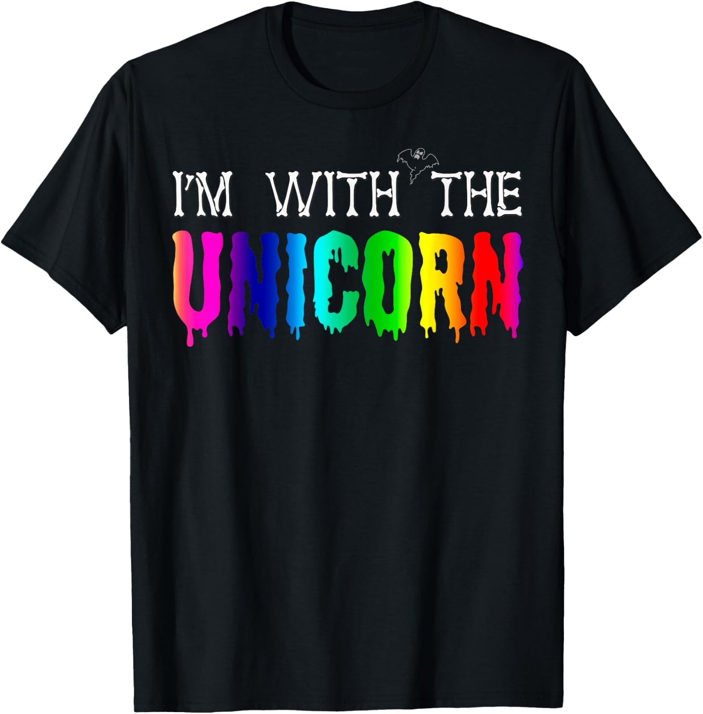 I'm With Unicorn Funny Rainbow Couple Halloween Cosplay T-Shirt - T-Shirt | Black