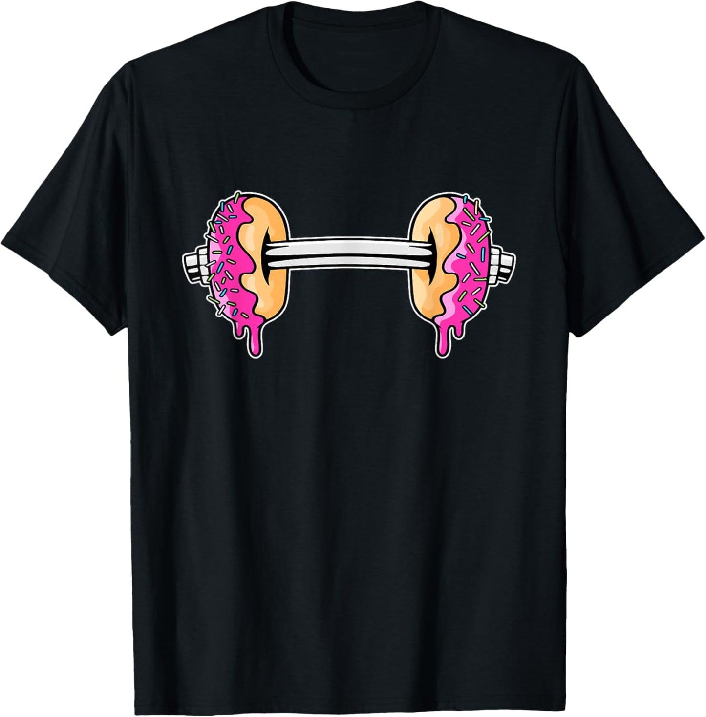 Dumbbells Donuts Day Funny Weightlifting Lover Gym Workout T-Shirt - T-Shirt | Black