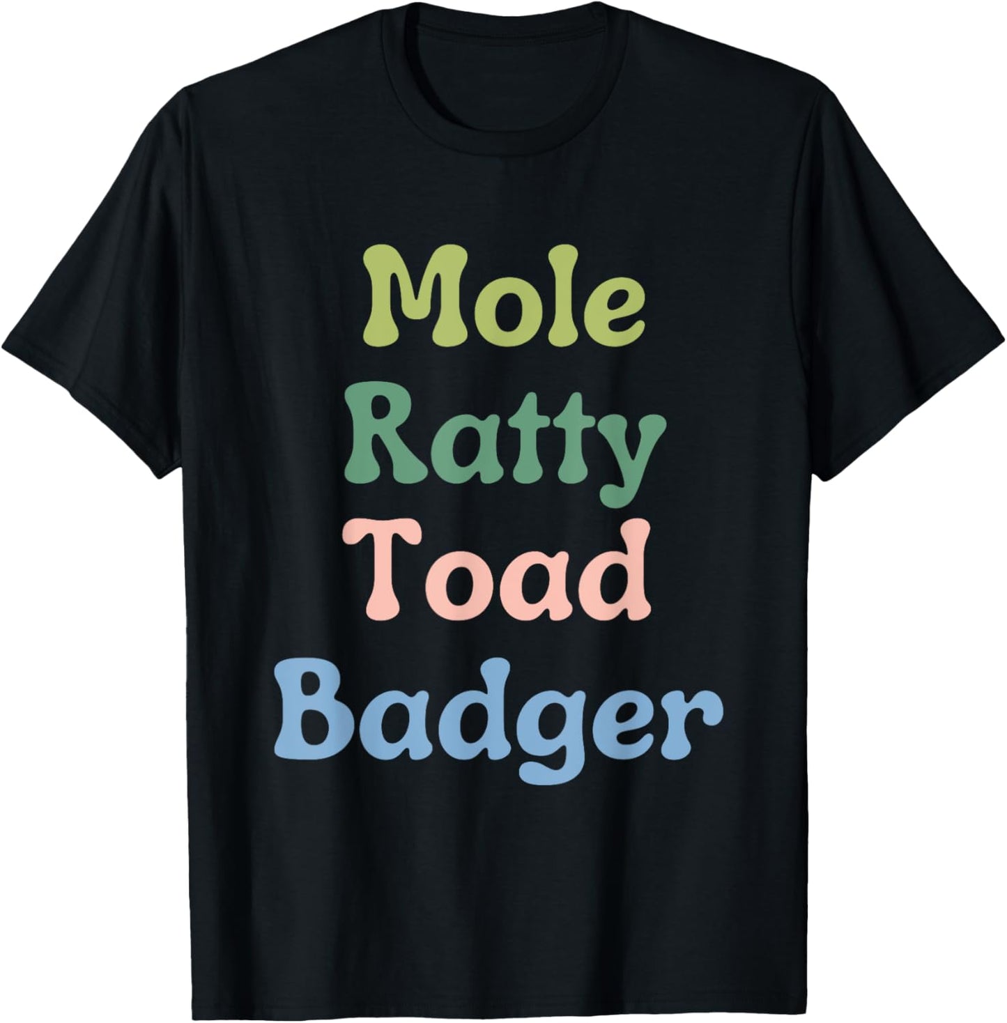 Wind in the Willows Character Funny T-Shirt - T-Shirt | Black