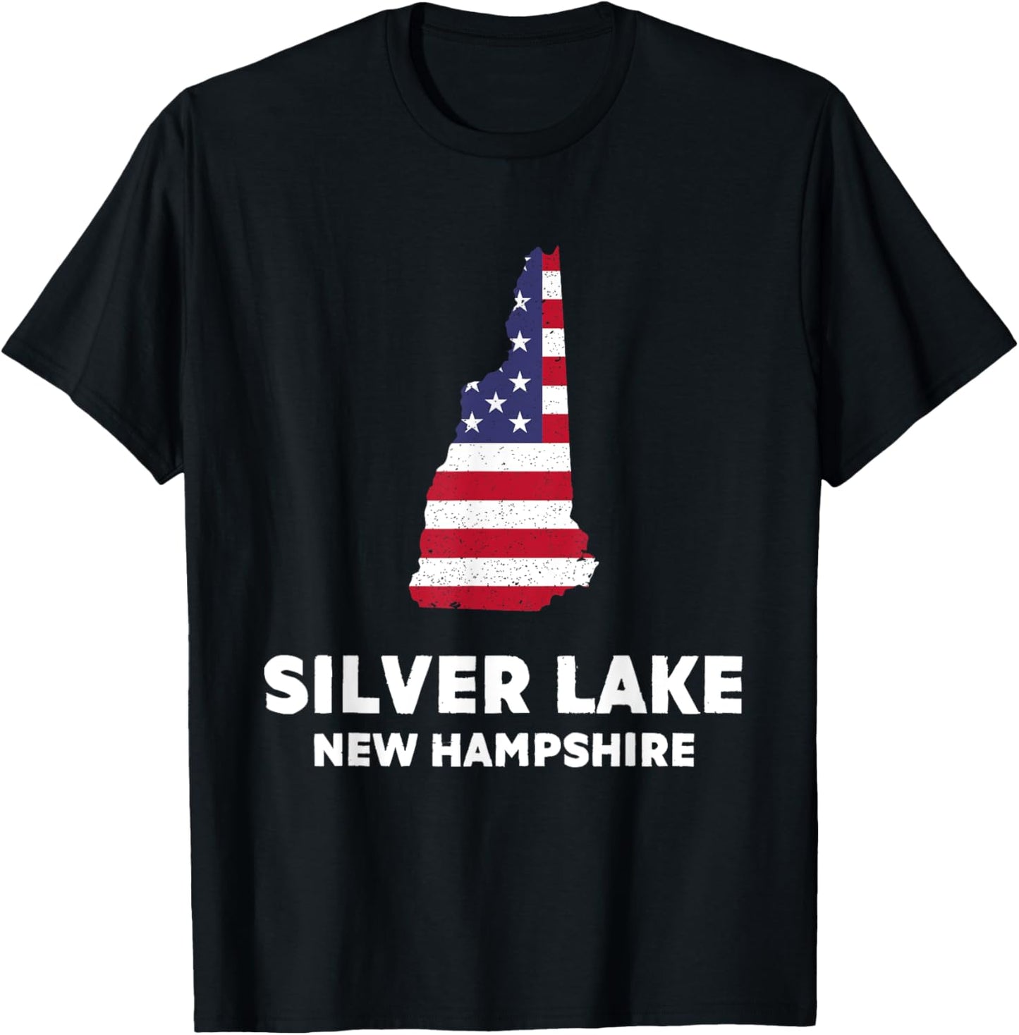 Distressed Patriotic USA Flag Silver Lake, New Hampshire Men T-Shirt - T-Shirt | Black