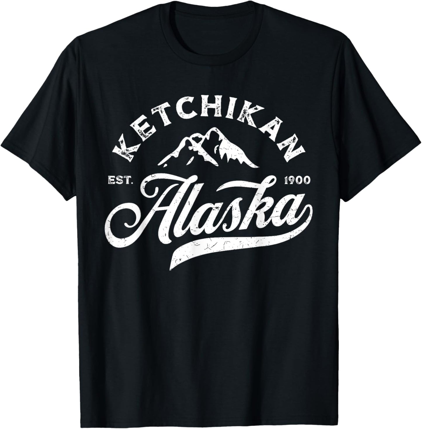 Ketchikan Alaska AK Mountains Vintage Vacation Souvenir T-Shirt - T-Shirt | Black