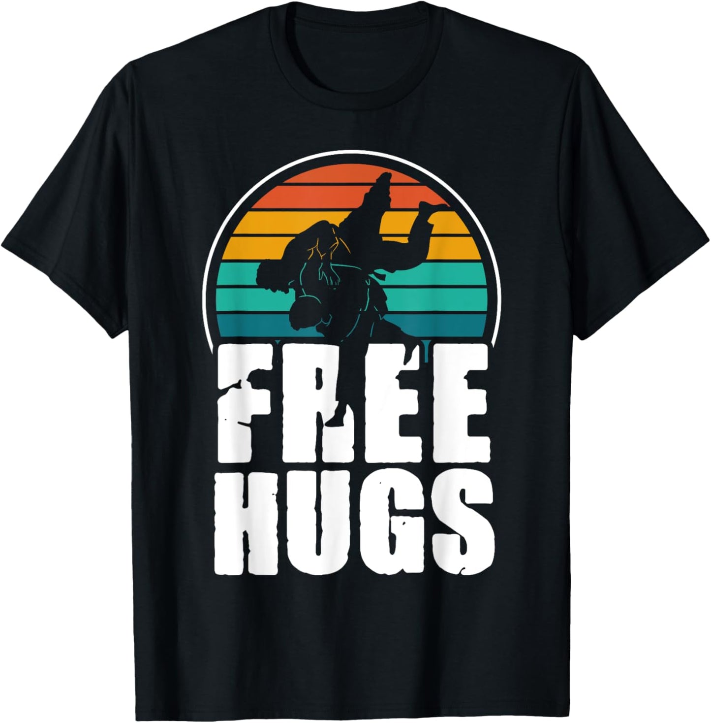 Vintage Retro Free Hugs - Cool Jiu Jitsu BJJ Martial Arts T-Shirt - T-Shirt | Black