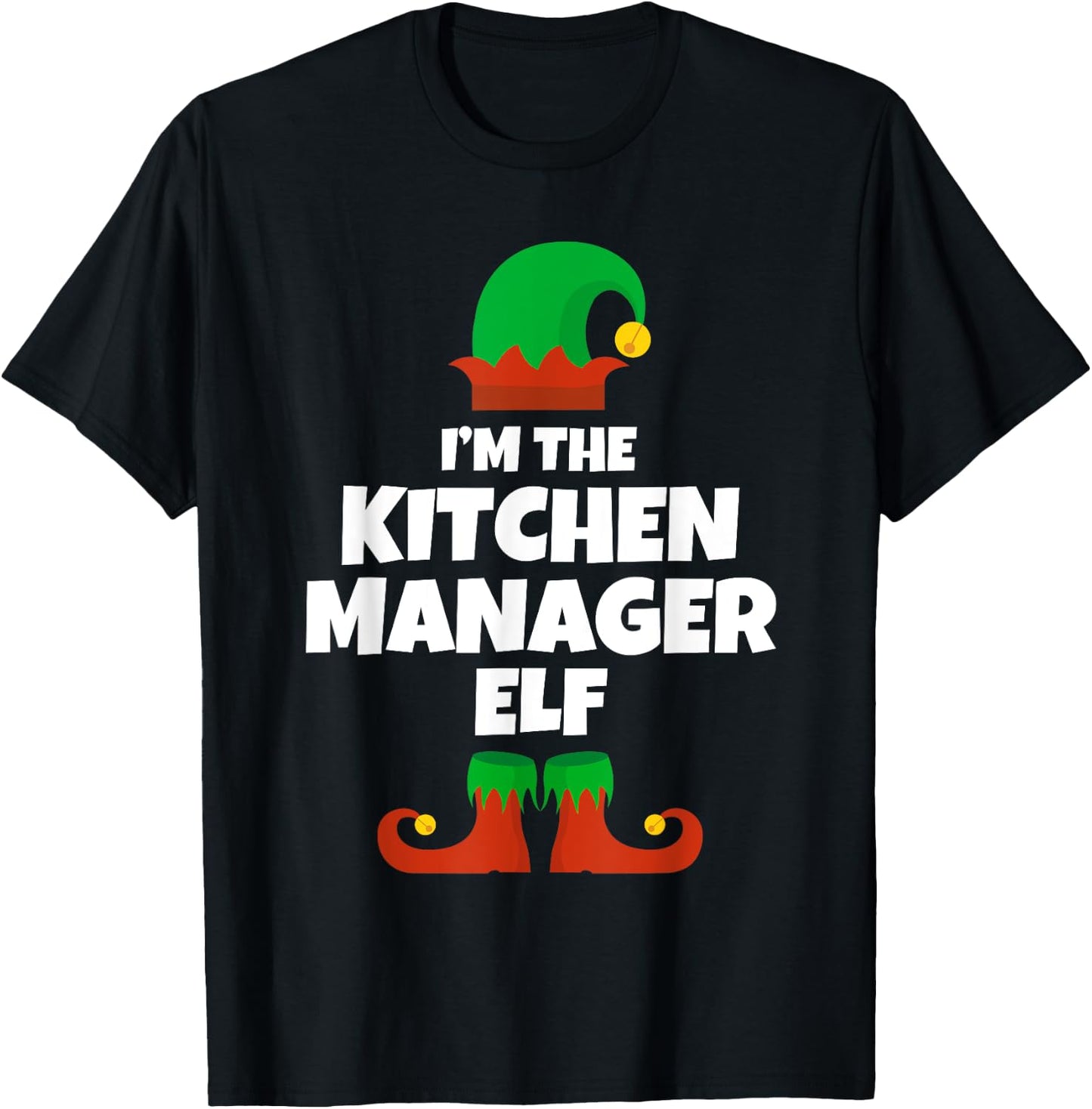 I'm The Kitchen Manager Elf Family Pajama Christmas Funny T-Shirt - T-Shirt | Black
