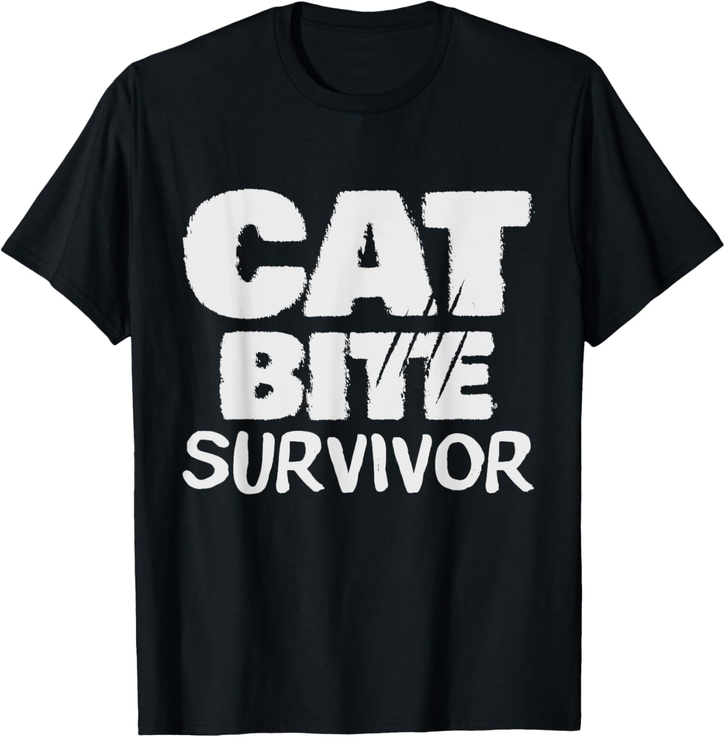 Cat Bite Survivor Funny cat bite humor Girls Boys T-Shirt - T-Shirt | Black