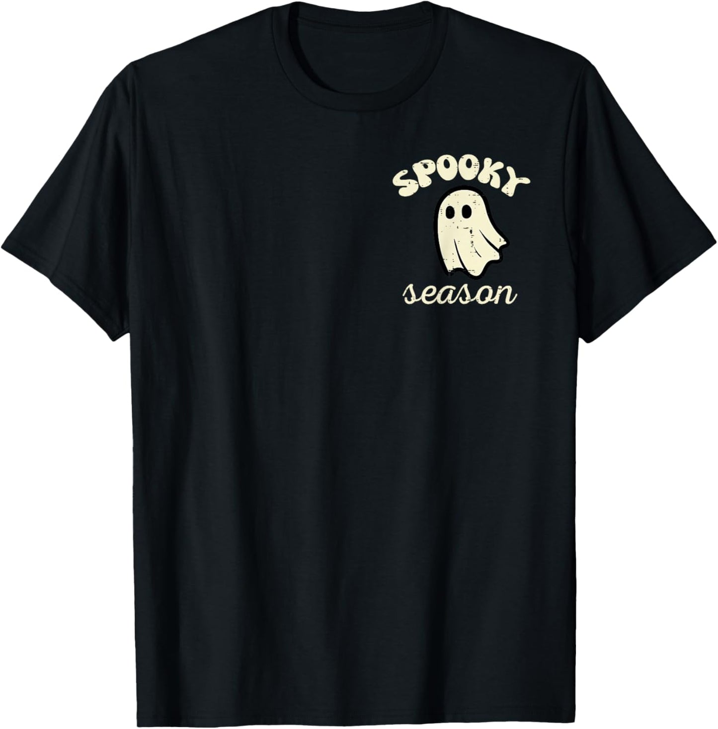Halloween Ghost Spooky Season Costume Pocket Men Women Kids T-Shirt - T-Shirt | Black