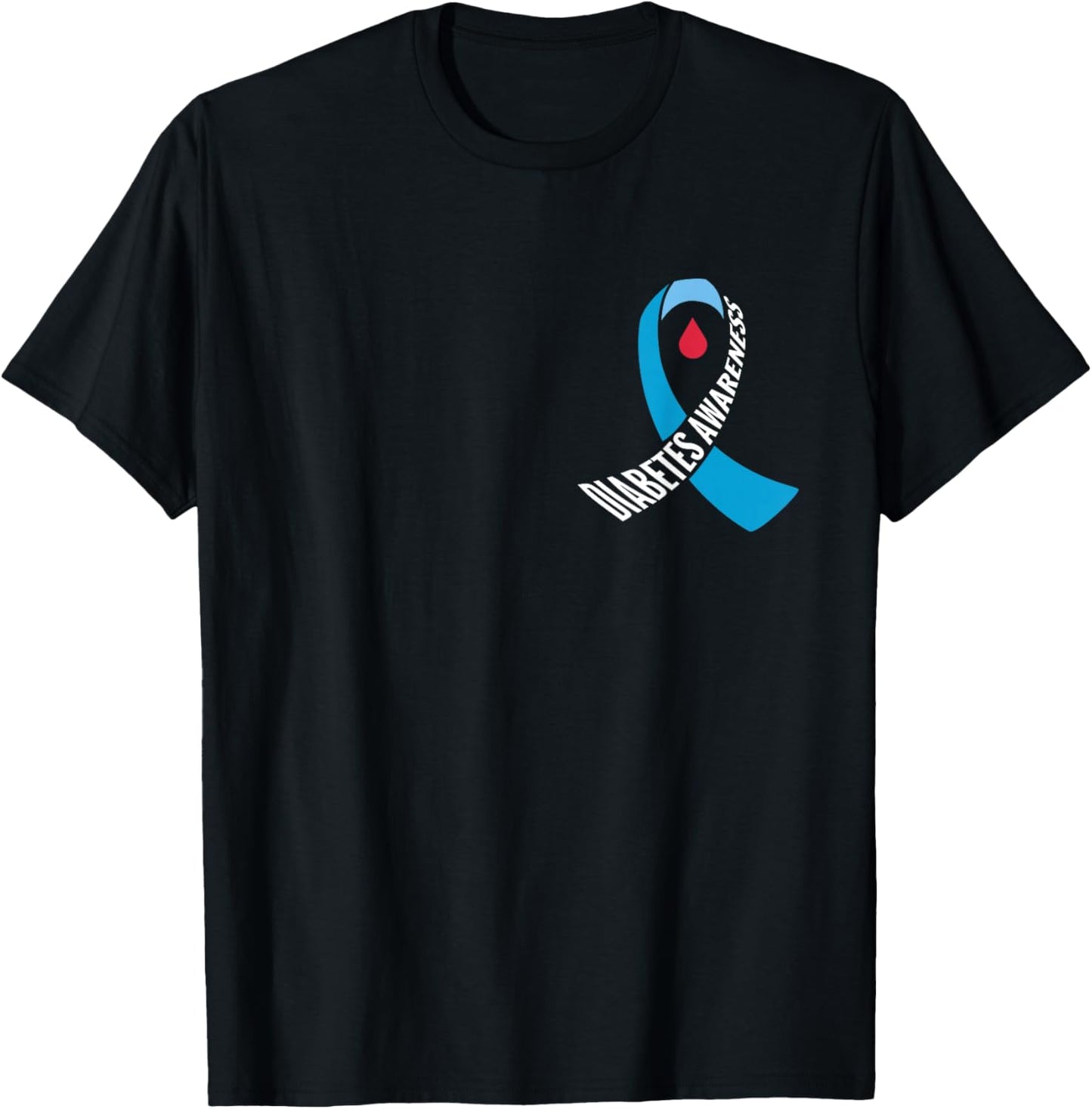 Diabetes Awareness Month Blue Love Ribbon Support T1D T2D T-Shirt - T-Shirt | Black