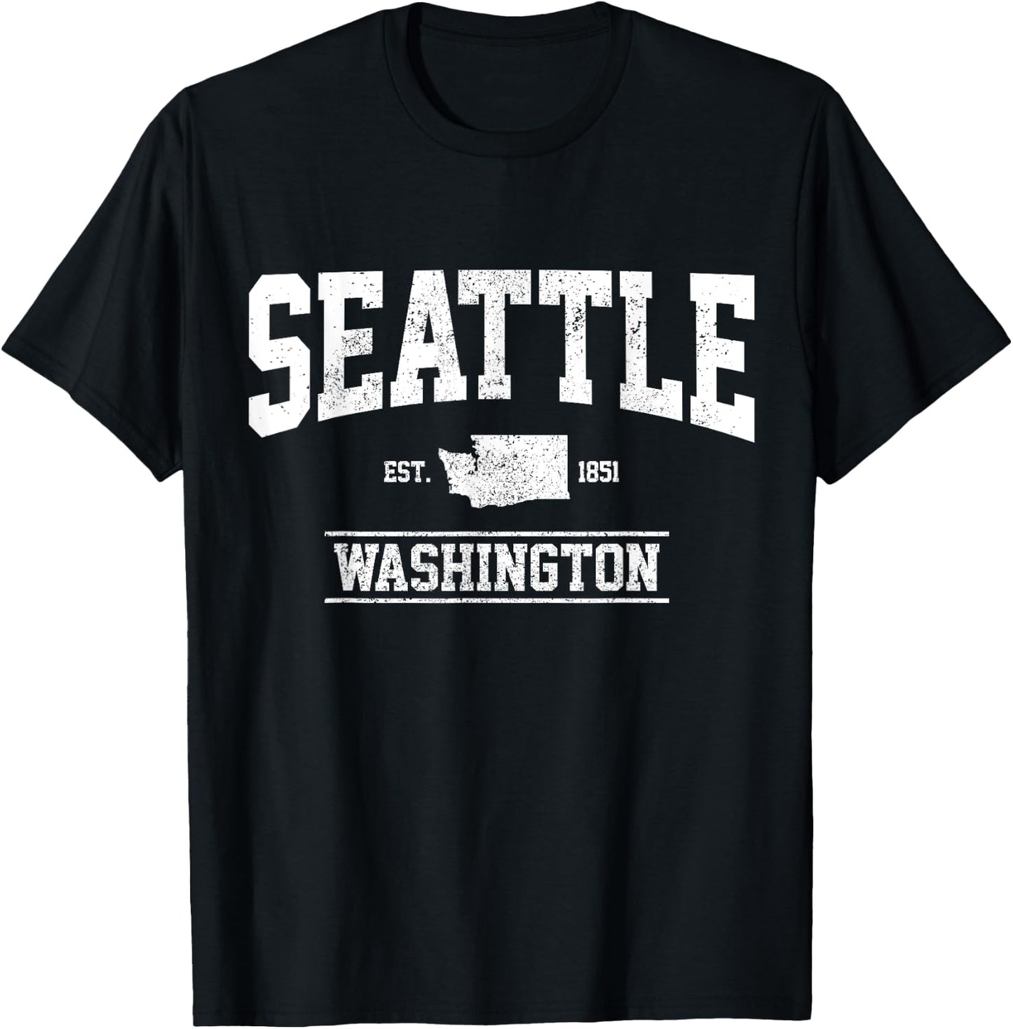 Seattle Washington Est. 1851 State Map Souvenir Gift T-Shirt - T-Shirt | Black