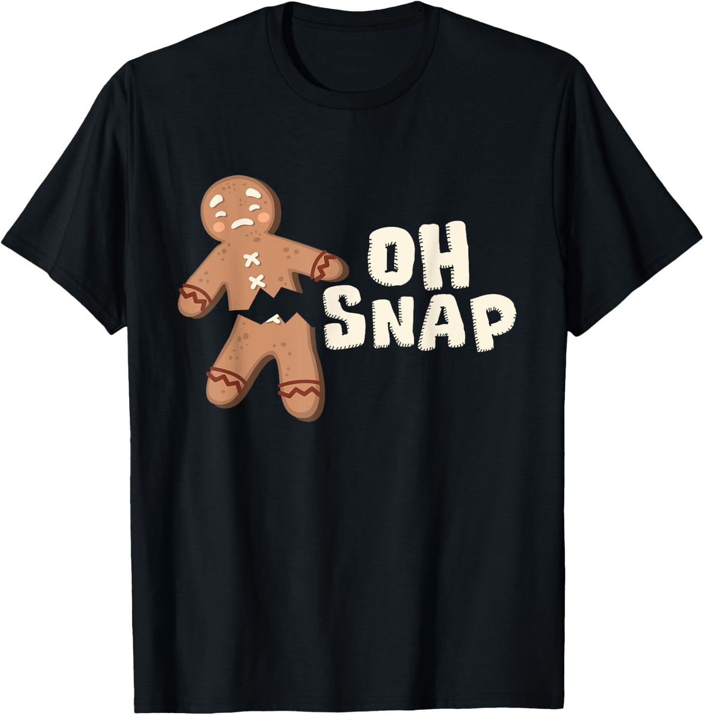 Oh Snap! Funny Broken Gingerbread Man - Christmas Baking T-Shirt - T-Shirt | Black