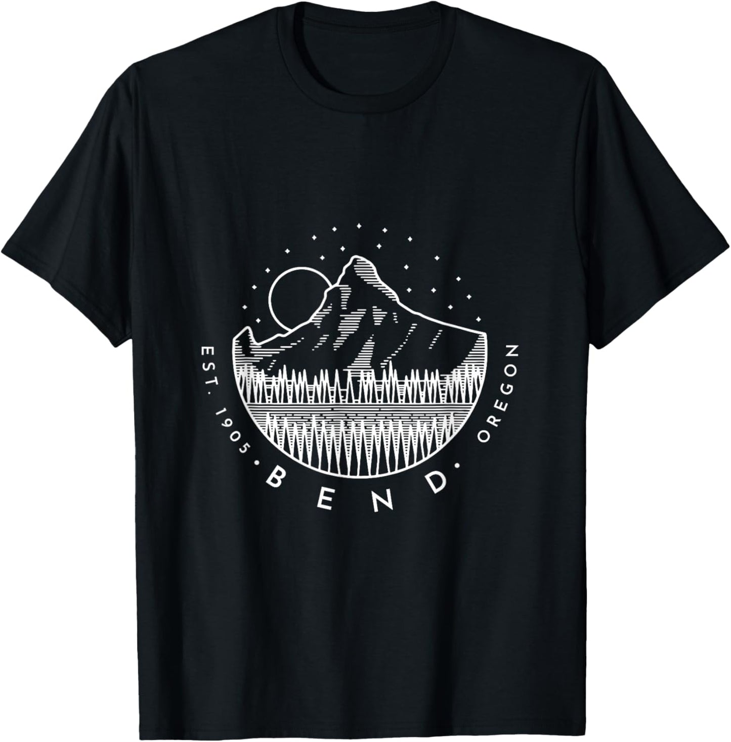 Bend Oregon Mountain And Forest Simple Minimal Design T-Shirt - T-Shirt | Black