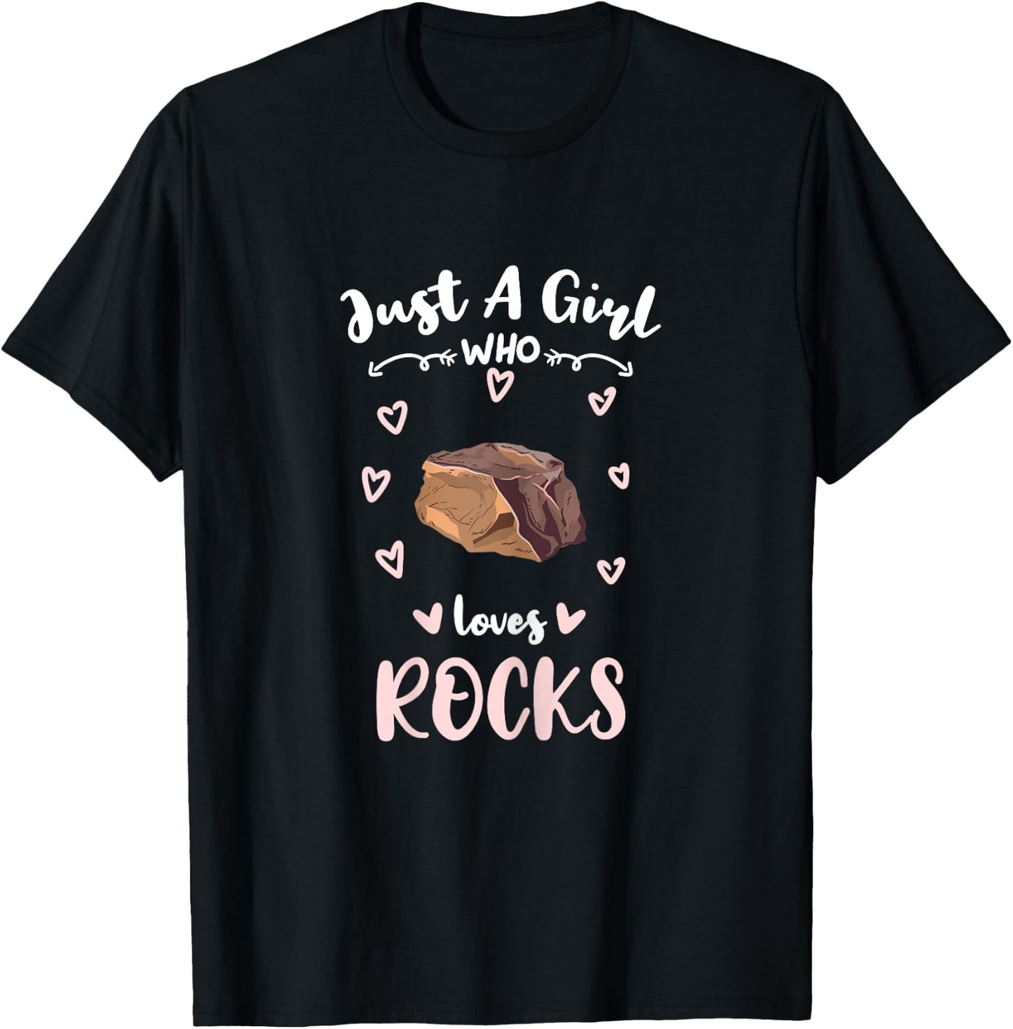 Just A Girl Who Loves Rocks Rock Cellector T-Shirt - T-Shirt | Black